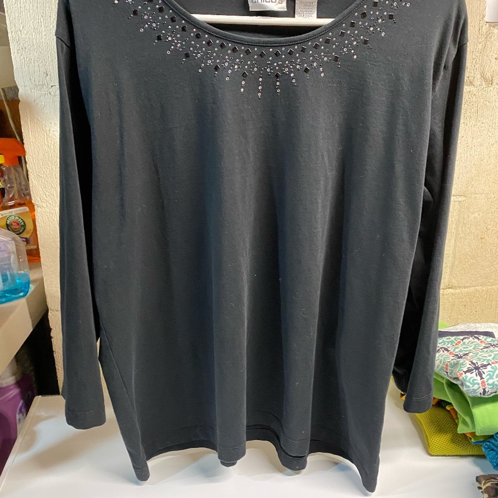 elegant top with sequence by Chicos black